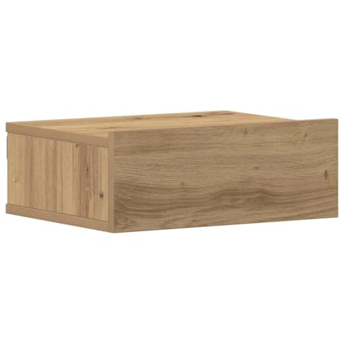 Makastle Hängender Nachttisch mit Schublade, Wandrega Rechteckig für Schreibtischlampe Bilderrahmen, Artisan-Eiche 40x32x15 cm Holzwerkstoff von Makastle