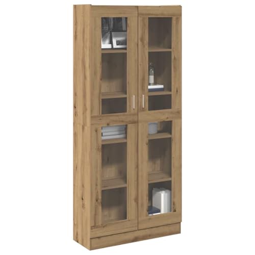 Highboard mit 2 Glastüren und 5 Regale, Bücherschrank dauerhaft für Schlafzimmer, Wohnzimmer, Artisan-Eiche 82,5x30,5x185 cm Holzwerkstoff Highboard mit 2 Glastüren und 5 Regale, Bücherschrank dauerhaft für Schlafzimmer, Wohnzimmer, Artisan-Eiche 82,5x30,5x185 cm Holzwerkstoff von Makastle
