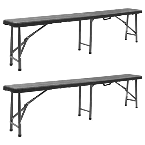 Makastle Klappbare Gartenbänke 2er Set, Gartenbank mit Metallrahmen für Park, Terrasse, Bequeme Lagerung und Transport, 180 x 26 x 42 cm HDPE Schwarz Makastle Klappbare Gartenbänke 2er Set, Gartenbank mit Metallrahmen für Park, Terrasse, Bequeme Lagerung und Transport, 180 x 26 x 42 cm HDPE Schwarz von Makastle