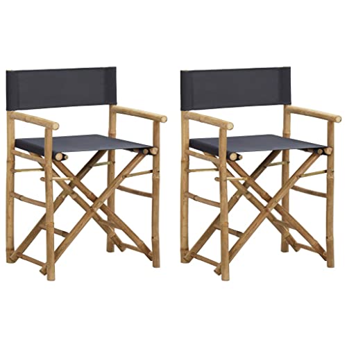 Makastle Klappbarer Regiestuhl 2er Set, Angelstuhl mit Bambusrahmen für Camping, Picknick, Platz sparen, Leicht zu tragen, Dunkelgrau 60 x 45 x 88 cm Stoff Makastle Klappbarer Regiestuhl 2er Set, Angelstuhl mit Bambusrahmen für Camping, Picknick, Platz sparen, Leicht zu tragen, Dunkelgrau 60 x 45 x 88 cm Stoff von Makastle