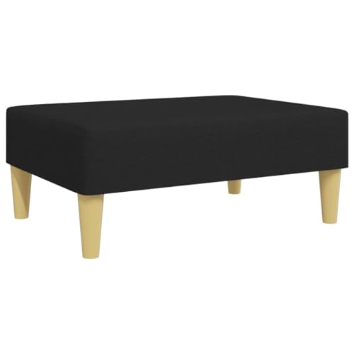 Makastle Kleiner Fußhocker, rechteckiger Ottoman mit gepolstertem Sitz, Sitzhocker, Fußstütze, Wechselschuhhocker, Eleganter Hocker für Wohn- und Schlafzimmer, Schwarz 77x55x31 cm Stoff von Makastle