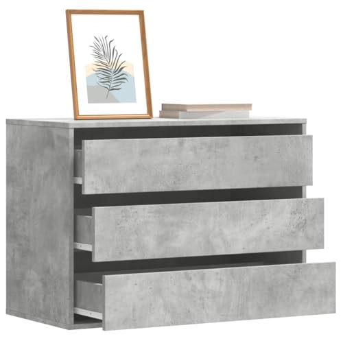 Makastle Kommode Schrank mit 3 Schubladen, Sideboard Aufbewahrungsschrank Aufbewahrungsmöbel Standschrank Beistellschrank, Betongrau 80x41x58 cm Holzwerkstoff von Makastle