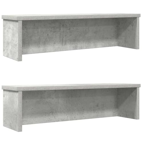 Makastle Küchenregal Stapelbar 2er Set, Robust Küchenorganizer mit Regal für Büro, Wohnzimmer, Nicht leicht zu verformen, Betongrau 50x15x16 cm Holzwerkstoff von Makastle