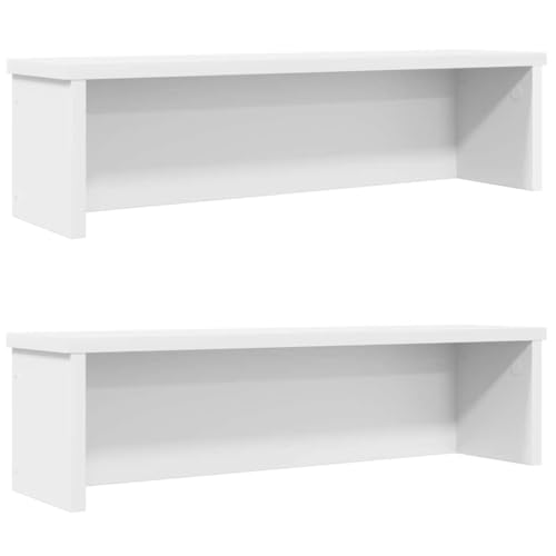 Makastle Küchenregal Stapelbar 2er Set, Robust Küchenorganizer mit Regal für Büro, Wohnzimmer, Nicht leicht zu verformen, Weiß 50x15x16 cm Holzwerkstoff von Makastle
