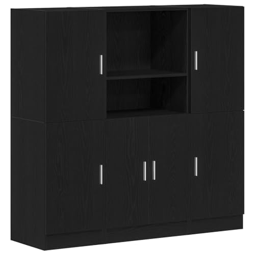 Makastle Küchenschrank 3er Set, Buffetschrank, Vorratsschrank mit handhaben, Tür und Fach für Esszimmer Büro usw, Schwarz 133 x 41.5 x 131.5 cm Holzwerkstoff Makastle Küchenschrank 3er Set, Buffetschrank, Vorratsschrank mit handhaben, Tür und Fach für Esszimmer Büro usw, Schwarz 133 x 41.5 x 131.5 cm Holzwerkstoff von Makastle