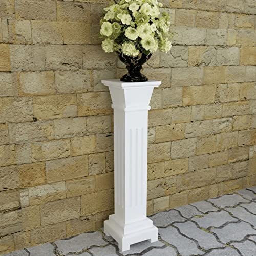 Makastle MDF Windlichtsäule Blumensäule Dekosäule Blumenhocker Modern Pflanzenständer Deko Säule, 17 x 17 x 66 cm Weiß von Makastle