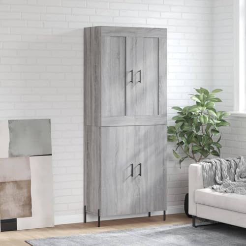 Makastle Modern Highboard mit Stauraum, Mehrzweckschrank Aufbewahrungsschrank Standschrank für Wohnzimmer Schlafzimmer, Grau Sonoma 69,5x34x180 cm Holzwerkstoff von Makastle