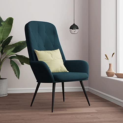 Makastle Moderner Relaxsessel Fernsehsessel mit Verstellbarer Rückenlehne, Einzelliege Sessel Wohnzimmer Schlafzimmer Einzel Liegesessel, Blau Samt von Makastle