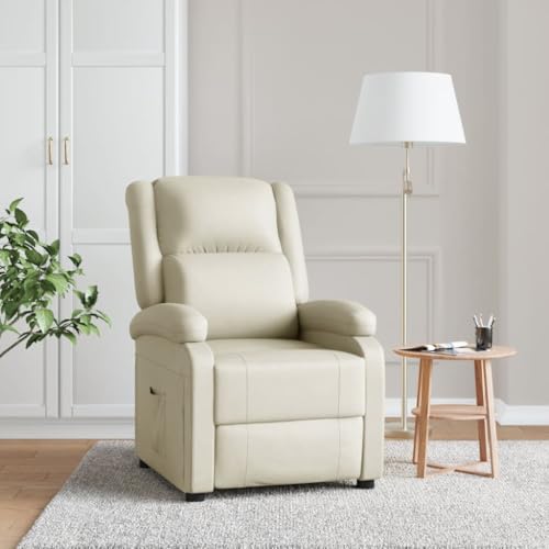 Makastle Moderner Relaxsessel Fernsehsessel mit Verstellbarer Rückenlehne, Einzelliege Sessel Wohnzimmer Schlafzimmer Einzel Liegesessel, Weiß Kunstleder von Makastle