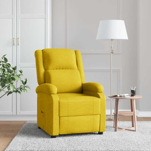 Makastle Moderner Relaxsessel mit Verstellbarer Rückenlehne, Lesesessel Einzelliege Sessel Wohnzimmer Schlafzimmer Einzel Liegesessel, Gelb Stoff von Makastle