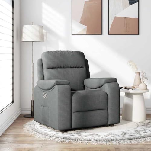 Makastle Moderner Relaxsessel mit Verstellbarer Rückenlehne und Fußteil, Lesesessel Einzelliege Sessel Wohnzimmer Schlafzimmer Einzel Liegesessel, Dunkelgrau Stoff von Makastle