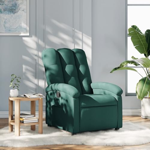 Makastle Moderner Relaxsessel mit Verstellbarer Rückenlehne und Fußteil, Lesesessel Einzelliege Sessel Wohnzimmer Schlafzimmer Einzel Liegesessel, Dunkelgrün Stoff von Makastle