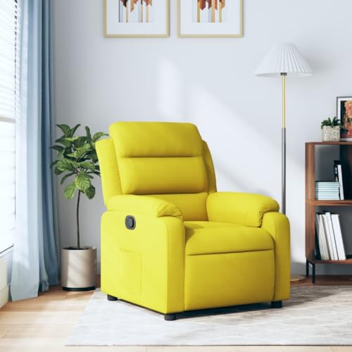 Makastle Moderner Relaxsessel mit Verstellbarer Rückenlehne und Fußteil, Lesesessel Einzelliege Sessel Wohnzimmer Schlafzimmer Einzel Liegesessel, Gelb Samt von Makastle