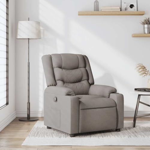 Makastle Moderner Relaxsessel mit Verstellbarer Rückenlehne und Fußteil, Lesesessel Einzelliege Sessel Wohnzimmer Schlafzimmer Einzel Liegesessel, Taupe Stoff von Makastle