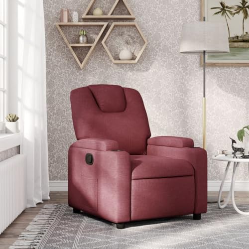 Makastle Moderner Relaxsessel mit Verstellbarer Rückenlehne und Fußteil, Lesesessel Einzelliege Sessel Wohnzimmer Schlafzimmer Einzel Liegesessel, Weinrot Stoff von Makastle