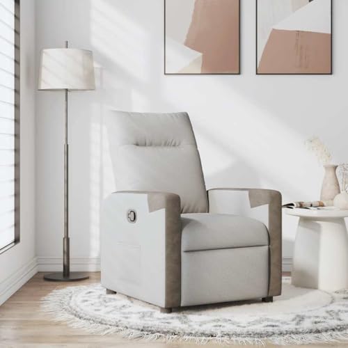 Makastle Moderner Relaxsessel mit Verstellbarer Rückenlehne und Fußteil, Lesesessel Einzelliege Sessel Wohnzimmer Schlafzimmer Einzel Liegesessel, Wolkengrau Stoff von Makastle