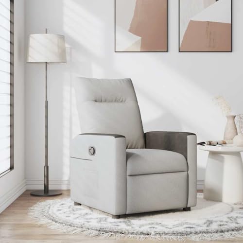 Makastle Moderner Relaxsessel mit Verstellbarer Rückenlehne und Fußteil, Lesesessel Einzelliege Sessel Wohnzimmer Schlafzimmer Einzel Liegesessel, Wolkengrau Stoff von Makastle