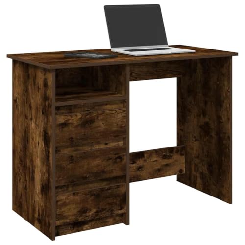 Makastle Moderner Schreibtich mit Schubladen und Fäch, Kleiner Tisch Schreibtisch Arbeitstisch Arbeitszimmertisch für Home Office Wohnzimmer, Räuchereiche 102x50x75 cm Holzwerkstoff Makastle Moderner Schreibtich mit Schubladen und Fäch, Kleiner Tisch Schreibtisch Arbeitstisch Arbeitszimmertisch für Home Office Wohnzimmer, Räuchereiche 102x50x75 cm Holzwerkstoff von Makastle