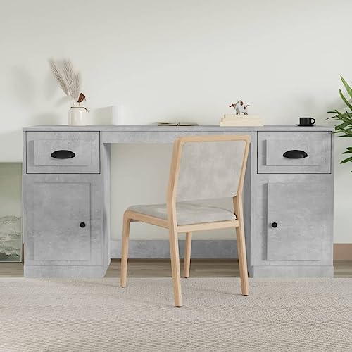 Makastle Moderner Schreibtich mit Schubladen und Schrank, Kleiner Tisch Schreibtisch Arbeitstisch Arbeitszimmertisch für Home Office Wohnzimmer, Betongrau Holzwerkstoff Makastle Moderner Schreibtich mit Schubladen und Schrank, Kleiner Tisch Schreibtisch Arbeitstisch Arbeitszimmertisch für Home Office Wohnzimmer, Betongrau Holzwerkstoff von Makastle
