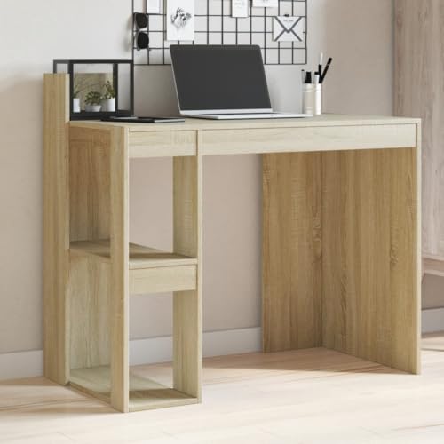 Makastle Moderner Schreibtich mit offenen Fächern, Kleiner Tisch Schreibtisch Arbeitstisch Arbeitszimmertisch für Home Office Wohnzimmer, Sonoma-Eiche 103,5x56,5x94 cm Holzwerkstoff Makastle Moderner Schreibtich mit offenen Fächern, Kleiner Tisch Schreibtisch Arbeitstisch Arbeitszimmertisch für Home Office Wohnzimmer, Sonoma-Eiche 103,5x56,5x94 cm Holzwerkstoff von Makastle