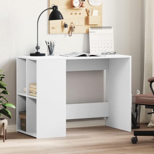 Makastle Moderner Schreibtisch, Home Office Kleiner Computertisch PC Tisch Arbeitstisch mit Regal, Bürotisch, Officetisch für Wohnzimmer, Weiß 102x50x75 cm Holzwerkstoff Makastle Moderner Schreibtisch, Home Office Kleiner Computertisch PC Tisch Arbeitstisch mit Regal, Bürotisch, Officetisch für Wohnzimmer, Weiß 102x50x75 cm Holzwerkstoff von Makastle