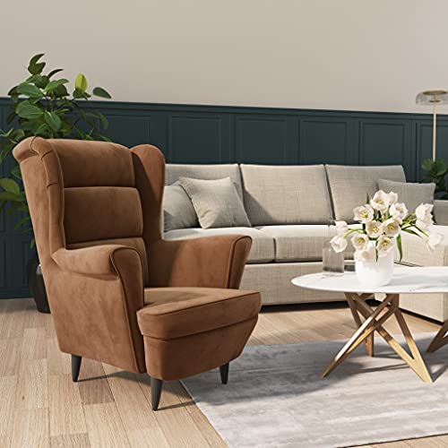 Makastle Moderner Sessel Wohnzimmer Einzelsofa Loungesessel Polstersessel Relaxsessel mit Armlehnen für Wohnzimmer Schlafzimmer, Braun Samt Makastle Moderner Sessel Wohnzimmer Einzelsofa Loungesessel Polstersessel Relaxsessel mit Armlehnen für Wohnzimmer Schlafzimmer, Braun Samt von Makastle