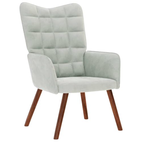 Makastle Moderner Sessel Wohnzimmer Einzelsofa Loungesessel Polstersessel Relaxsessel mit Armlehnen für Wohnzimmer Schlafzimmer, Hellgrau Samt von Makastle