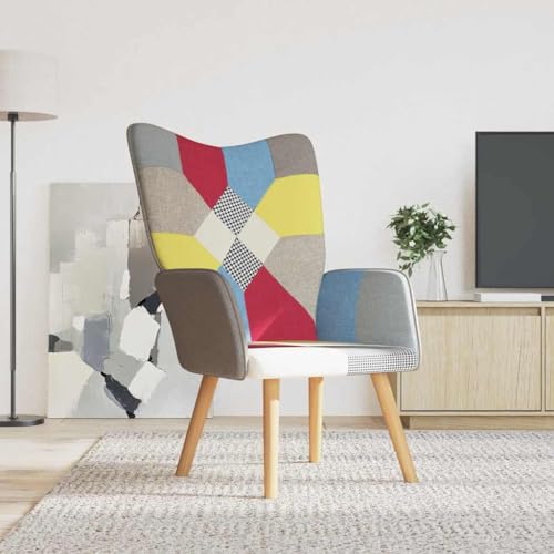 Makastle Moderner Sessel Wohnzimmer Einzelsofa Loungesessel Polstersessel Relaxsessel mit Armlehnen für Wohnzimmer Schlafzimmer, Patchwork Stoff von Makastle