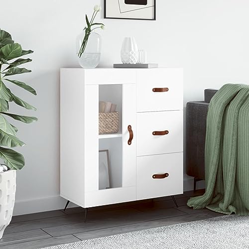 Makastle Modernes Sideboard Aufbewahrungsschrank Aufbewahrungsmöbel Standschrank Beistellschrank Flurschrank, Weiß 69,5x34x90 cm Holzwerkstoff von Makastle