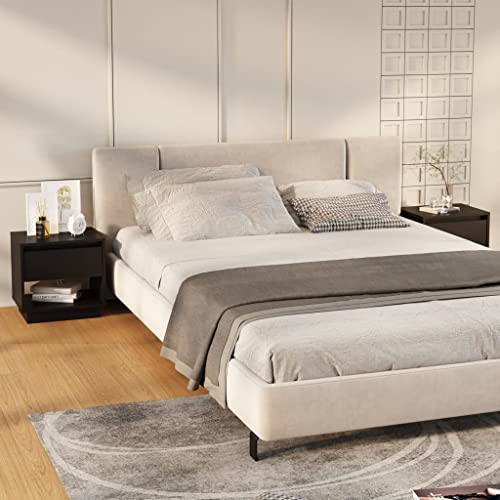 Makastle Nachttische 2er Set, Night Stand Nachtschrank Schlichter Beistelltisch Kommode für Schlafzimmer Wohnzimmer, Schwarz 45x34x44 cm Holzwerkstoff Makastle Nachttische 2er Set, Night Stand Nachtschrank Schlichter Beistelltisch Kommode für Schlafzimmer Wohnzimmer, Schwarz 45x34x44 cm Holzwerkstoff von Makastle