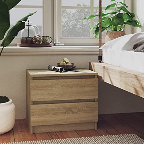 Makastle Nachttische 2er Set, Night Stand Nachtschrank Schlichter Beistelltisch Kommode für Schlafzimmer Wohnzimmer, Sonoma-Eiche 50x39x43,5 cm Holzwerkstoff Makastle Nachttische 2er Set, Night Stand Nachtschrank Schlichter Beistelltisch Kommode für Schlafzimmer Wohnzimmer, Sonoma-Eiche 50x39x43,5 cm Holzwerkstoff von Makastle