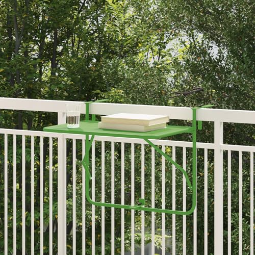 Makastle Outdoor Hängetisch, Balkontisch zum Einhängen, Witterungsbeständig Outdoor Tisch für Balkon, Terrasse, Garten, Grün 60x40 cm Stahl von Makastle