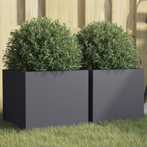Makastle Pflanzkübel 2er Set, Blumenbeet mit Metallrahmen Robust und langlebig für Garten, Terrasse, Gemüse, Anthrazit 32x30x29 cm Stahl Makastle Pflanzkübel 2er Set, Blumenbeet mit Metallrahmen Robust und langlebig für Garten, Terrasse, Gemüse, Anthrazit 32x30x29 cm Stahl von Makastle