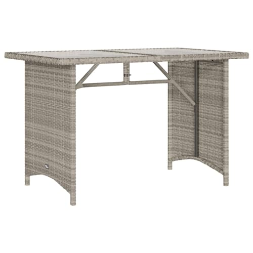 Polyrattan Gartentisch Garten Esstisch Balkontisch Terrassentisch Wetterfest Garten Tisch Esstisch Gartenmöbel mit Glasplatte Hellgrau 110x68x70 cm Poly Rattan von Makastle