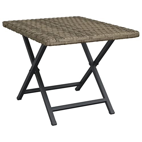 Makastle Polyrattan Klapptisch 45x35x32 cm Platzsparend Klappbar Tragbar Wetterfest Außen Gartentisch Terrasse Balkontisch Camping Tisch Beistelltisch, Grau 45x35x32 cm von Makastle