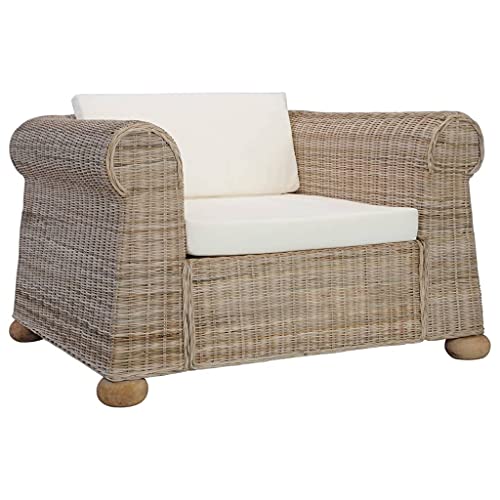 Makastle Rattan Sessel mit Kissen, Armlehnensessel Loungesessel mit Polsterung, Polstersessel mit Armlehnen, Einzelsofa für Wohnzimmer Empfangsraum, Natur 100 x 78 x 67 cm Makastle Rattan Sessel mit Kissen, Armlehnensessel Loungesessel mit Polsterung, Polstersessel mit Armlehnen, Einzelsofa für Wohnzimmer Empfangsraum, Natur 100 x 78 x 67 cm von Makastle