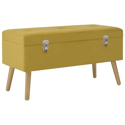 Makastle Rechteckig Bank mit Staufach, Eingangshocker, Flurbank mit Holzbeinen und Abdeckung für Schlafzimmer Wohnzimmer, Senfgelb 80 x 34 x 42 cm Samt Makastle Rechteckig Bank mit Staufach, Eingangshocker, Flurbank mit Holzbeinen und Abdeckung für Schlafzimmer Wohnzimmer, Senfgelb 80 x 34 x 42 cm Samt von Makastle