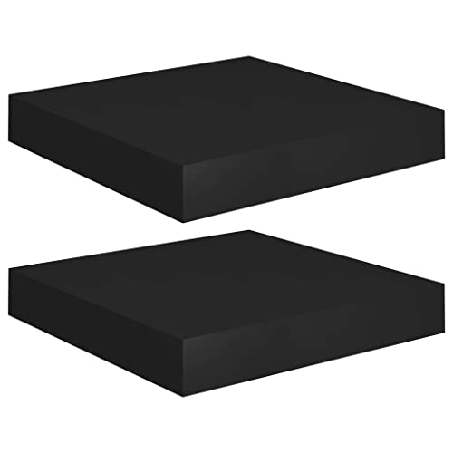 Makastle Rechteckig Schweberegal, 2er Set, Wandmontierte Regale für Wohnzimmer Schlafzimmer usw, Unsichtbare Installation möglich, Schwarz 23x23,5x3,8 cm MDF von Makastle
