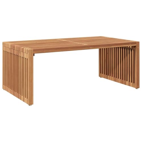 Makastle Rechteckiger Beistelltisch, Terrassentisch, Gartentisch für Balkon, Hinterhof, Gute Witterungsbeständigkeit, 90x50x36 cm Braun Teak-Massivholz von Makastle