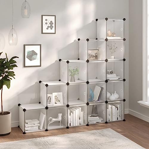 Makastle Regalsystem mit 15 offene Fächer, Schuhständer mit Tür für Diele, Schlafzimmer, Faltbar, Bequeme Aufbewahrung, Transparent PP 155 x 32 x 153.5 cm Makastle Regalsystem mit 15 offene Fächer, Schuhständer mit Tür für Diele, Schlafzimmer, Faltbar, Bequeme Aufbewahrung, Transparent PP 155 x 32 x 153.5 cm von Makastle