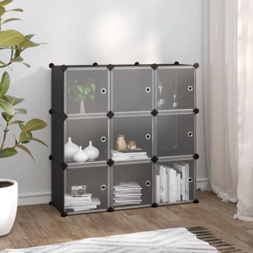 Makastle Regalsystem mit 9 offene Fächer, Schuhständer mit Tür für Diele, Schlafzimmer, Faltbar, Bequeme Aufbewahrung, Schwarz 94.5 x 31.5 x 93.5 cm PP Makastle Regalsystem mit 9 offene Fächer, Schuhständer mit Tür für Diele, Schlafzimmer, Faltbar, Bequeme Aufbewahrung, Schwarz 94.5 x 31.5 x 93.5 cm PP von Makastle
