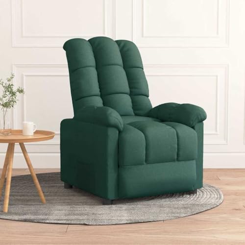 Makastle Relaxsessel mit 3-Fach Verstellbare Rückenlehne, Gartenstühle mit Fußbank & Seitentaschen für Wohnzimmer Büro, Dunkelgrün 74 x 99 x 102 cm Stoff von Makastle