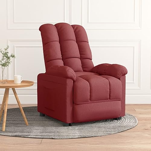 Makastle Relaxsessel mit 3-Fach Verstellbare Rückenlehne, Gartenstühle mit Fußbank & Seitentaschen für Wohnzimmer und Büro, Weinrot 74 x 99 x 102 cm Stoff von Makastle