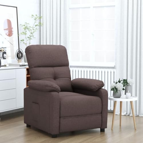Makastle Relaxsessel mit 3-Fach verstellbare Rückenlehne, Balkonstühle mit Seitentaschen & Fußstütze für Schlafzimmer Büro, Dunkelbraun 73 x 90 x 100 cm Stoff von Makastle