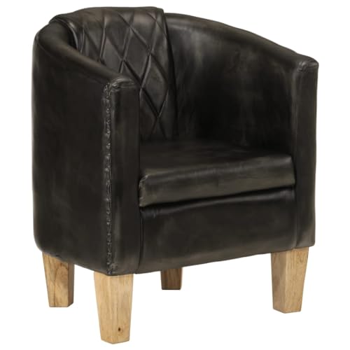 Makastle Retro Sessel Clubsessel Relaxsessel Stuhl mit Rückenlehne, Einzelsessel mit Metallrahmen, Grau Echtleder von Makastle