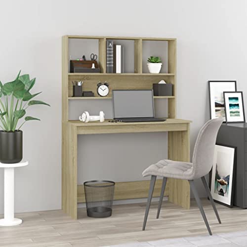 Makastle Schreibtisch, Computertisch mit Regal, Studie Workstation Bürotisch für Arbeitszimmer und Homeoffice, einfacher Aufbau, Sonoma-Eiche 102x45x148 cm Holzwerkstoff Makastle Schreibtisch, Computertisch mit Regal, Studie Workstation Bürotisch für Arbeitszimmer und Homeoffice, einfacher Aufbau, Sonoma-Eiche 102x45x148 cm Holzwerkstoff von Makastle