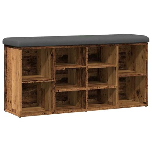 Makastle Schuhbank Rechteckig mit Dickes Sitzkissen, Eingangshocker mit 10 Ablagefächer für Schlafzimmer Wohnzimmer, Altholz-Optik 102x32x50 cm Holzwerkstoff Makastle Schuhbank Rechteckig mit Dickes Sitzkissen, Eingangshocker mit 10 Ablagefächer für Schlafzimmer Wohnzimmer, Altholz-Optik 102x32x50 cm Holzwerkstoff von Makastle