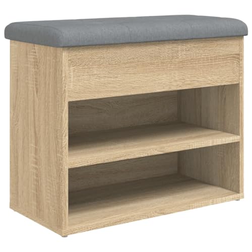 Makastle Schuhbank mit 2 offene Fächer, Rechteckiger Flurhocker mit Stauraum & Abdeckung für Schlafzimmer Wohnzimmer, Sonoma-Eiche 62x32x50 cm Holzwerkstoff Makastle Schuhbank mit 2 offene Fächer, Rechteckiger Flurhocker mit Stauraum & Abdeckung für Schlafzimmer Wohnzimmer, Sonoma-Eiche 62x32x50 cm Holzwerkstoff von Makastle