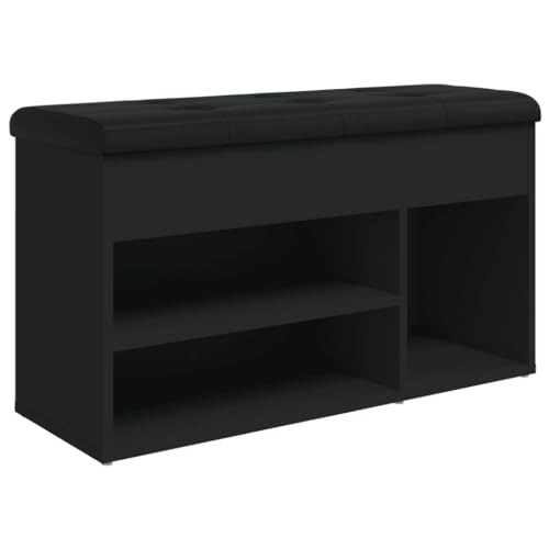 Makastle Schuhbank mit 3 offene Fächer, Flurhocker Rechteckig für Schlafzimmer Wohnzimmer, Schwarz 82x32x45,5 cm Holzwerkstoff Makastle Schuhbank mit 3 offene Fächer, Flurhocker Rechteckig für Schlafzimmer Wohnzimmer, Schwarz 82x32x45,5 cm Holzwerkstoff von Makastle
