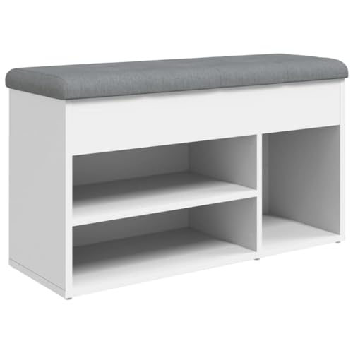Makastle Schuhbank mit 3 offene Fächer, Flurhocker Rechteckig für Schlafzimmer Wohnzimmer, Weiß 82x32x45,5 cm Holzwerkstoff Makastle Schuhbank mit 3 offene Fächer, Flurhocker Rechteckig für Schlafzimmer Wohnzimmer, Weiß 82x32x45,5 cm Holzwerkstoff von Makastle